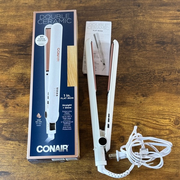 Conair White Hair Straightener - Double Ceramic Flat Iron - Picture 1 of 7